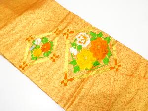 菱に花丸模様　刺繍　名古屋帯